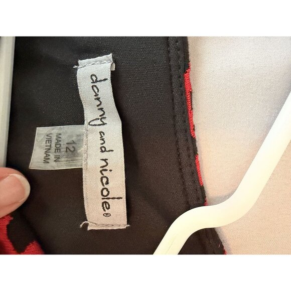 Danny & Nicole Fit & Flare Dress Women’s 12 Red Black Jacquard Knit Half Sleeve - Picture 6 of 9